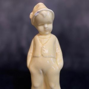 Vintage Yellow Young Boy Child Planter Vase 2.75" X 4" X 8.5"H.